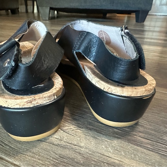 Pikolinos black leather cross over women's sandals 39 cork wedge shoe - Picture 6 of 14